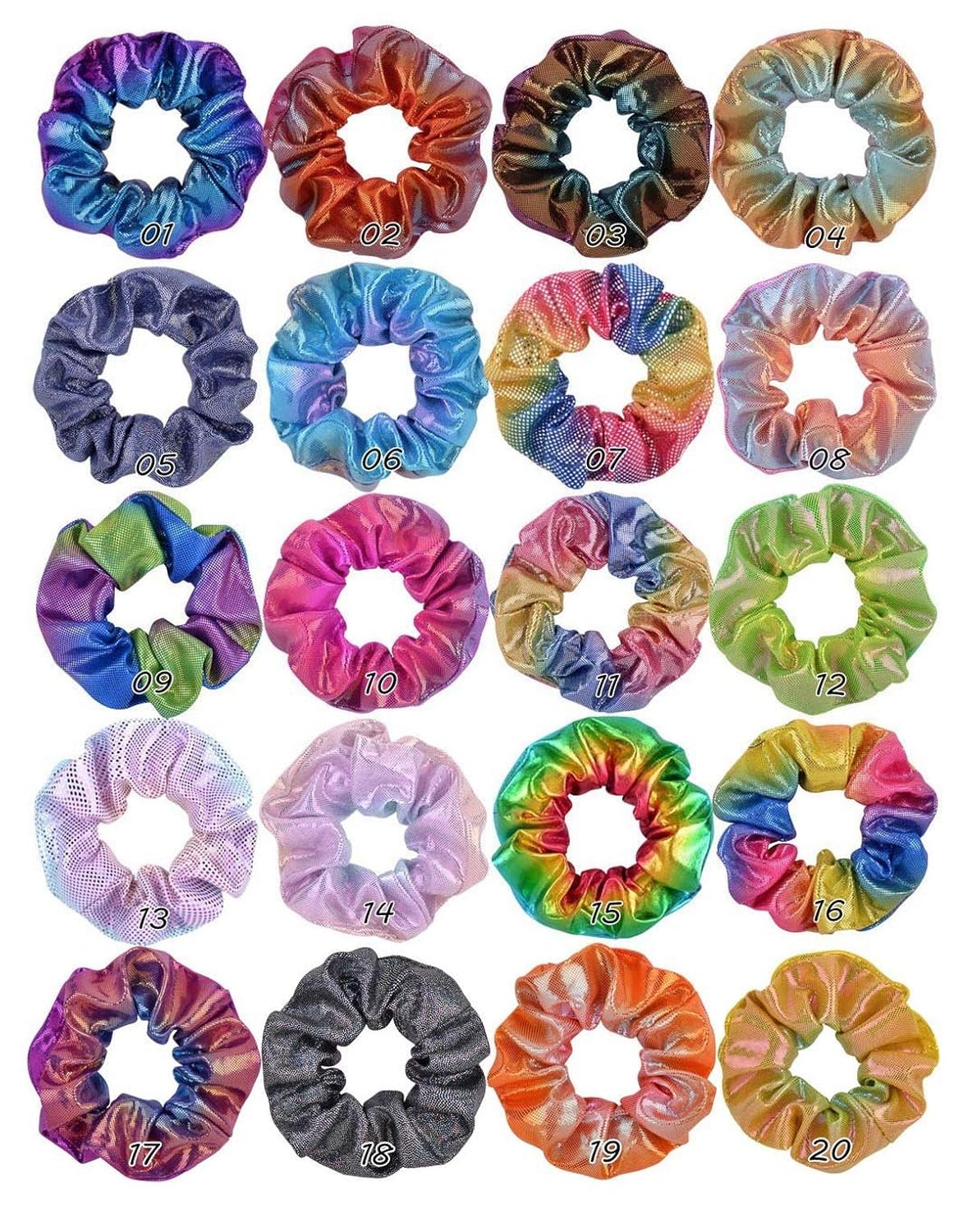 16/20 Pcs Laser Gradient Cloth Elastic Hair Scrunchies