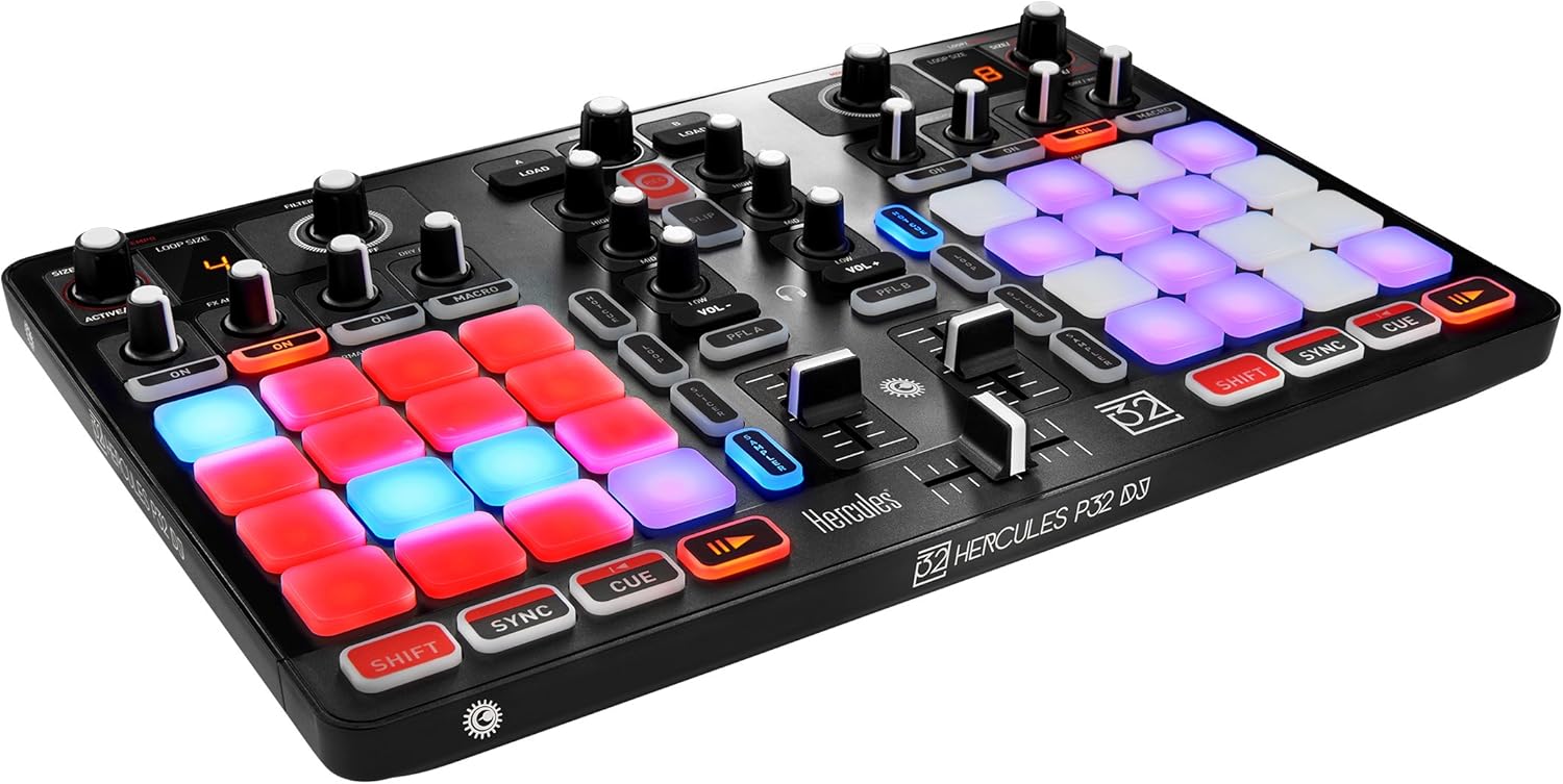 Hercules P32 DJ (2Deck DJ Controller, 32 PerformancePads, integr
