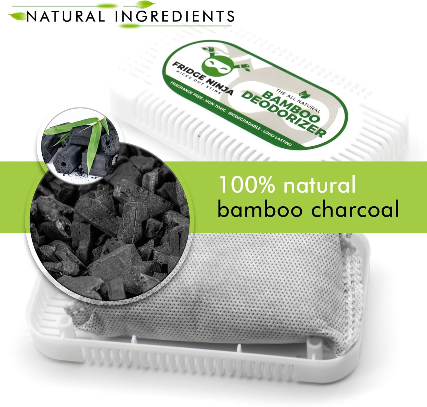 Refrigerator Deodorizer - Natural Bamboo Activated Charcoal Fridge Deodorizer - More Effective Than Baking Soda - Refrigerator Odor Eliminator for Fridges, Freezers, Coolers & Lunch Boxes - 2 Pack: Kitchen & Dining