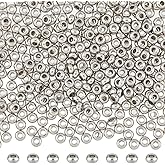DICOSMETIC 500pcs Flat Round Spacer Beads 3mm Seamless Loose Bead Stainless Steel Rondelle Bead European Beads Bulk for Bracelet Jewelry Making, Hole: 1.2mm