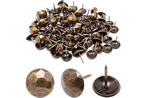 YuGtcen 100pcs Upholstery Tacks, Decorative Nails Thumb Tacks Metal Upholstery Nails for Wood Upholstery Pins Vintage Furniture Tacks (15x20mm, Bronze)