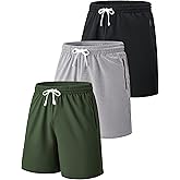 Liberty Imports 3 Pack Mens Sweat Shorts Athletic Casual Jogger Shorts with Zipper Pockets, Terry Performance Tech Activewear
