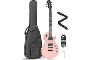 Fesley 39" LP Electric Guitar Kit, Full Size Solid Body Electric Guitars for Beginners with Volume/Tone Controls, Bag, Cable, Strap, Pink