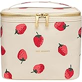 kate spade new york Beige Lunch Bag, Small Insulated Lunch Tote, Thermal Bag with Double Zipper and Carrying Handle, Strawberries