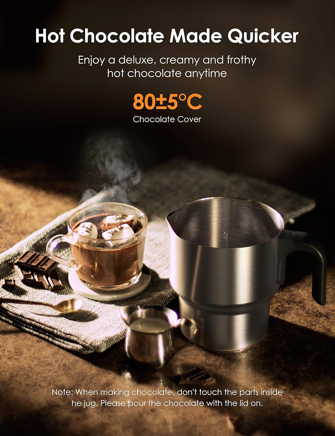 Detachable Milk Frother, 4 in 1 Miroco 16.9oz Automatic Stainless Steel Milk Steamer with Hot & Cold Foam Latte, Cappuccino, Macchiato, Warm Milk, Hot Chocolate, Dishwasher Safe, Silent Operation, 120V: Kitchen & Dining