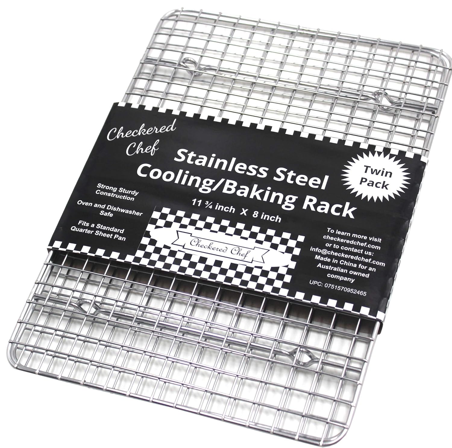 Checkered Chef Cooling Baking Wire Racks Quarter Sheet Pan Stainless