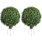 QIANYUN Artificial Boxwood Ball Bush- Faux Boxwood Decorative Balls for Backyard, Balcony,Garden, Wedding and Home Décor (2, 22inch)