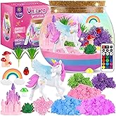 Rofio Unicorn Terrarium Kit for Kids, Unicorn Toys for Girls Age 4 5 6 7 8-12 Year Old, Birthday Gift for Girls, Arts and Crafts Kit for Kids, DIY Toys with 13-Color Remote LED Night Light
