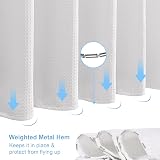 Shower Curtain 275 x 182cm White with Metal Hooks Heavy Duty view 4