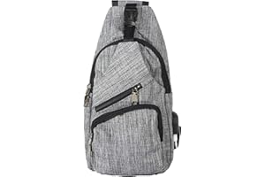 Nupouch Anti-Theft Daypack Crossbody Sling Backpack, USB Charging Connector Port, Lightweight Day Pack for Travel, Hiking, Everyday, Large, Gray