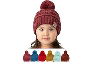 Funky Junque Toddler Pom Beanie – Kids Winter Hat for Ages 1–4, Baby Boy & Girl Knit Beanies, Warm Cozy Knit Snow Hats