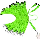 Patelai 60 Pcs Breakaway Lanyards with J Hook Bulk Flat for ID Badges Neck Badge Lanyards Card Nametag Holder Neck Straps (Fluorescent Green)