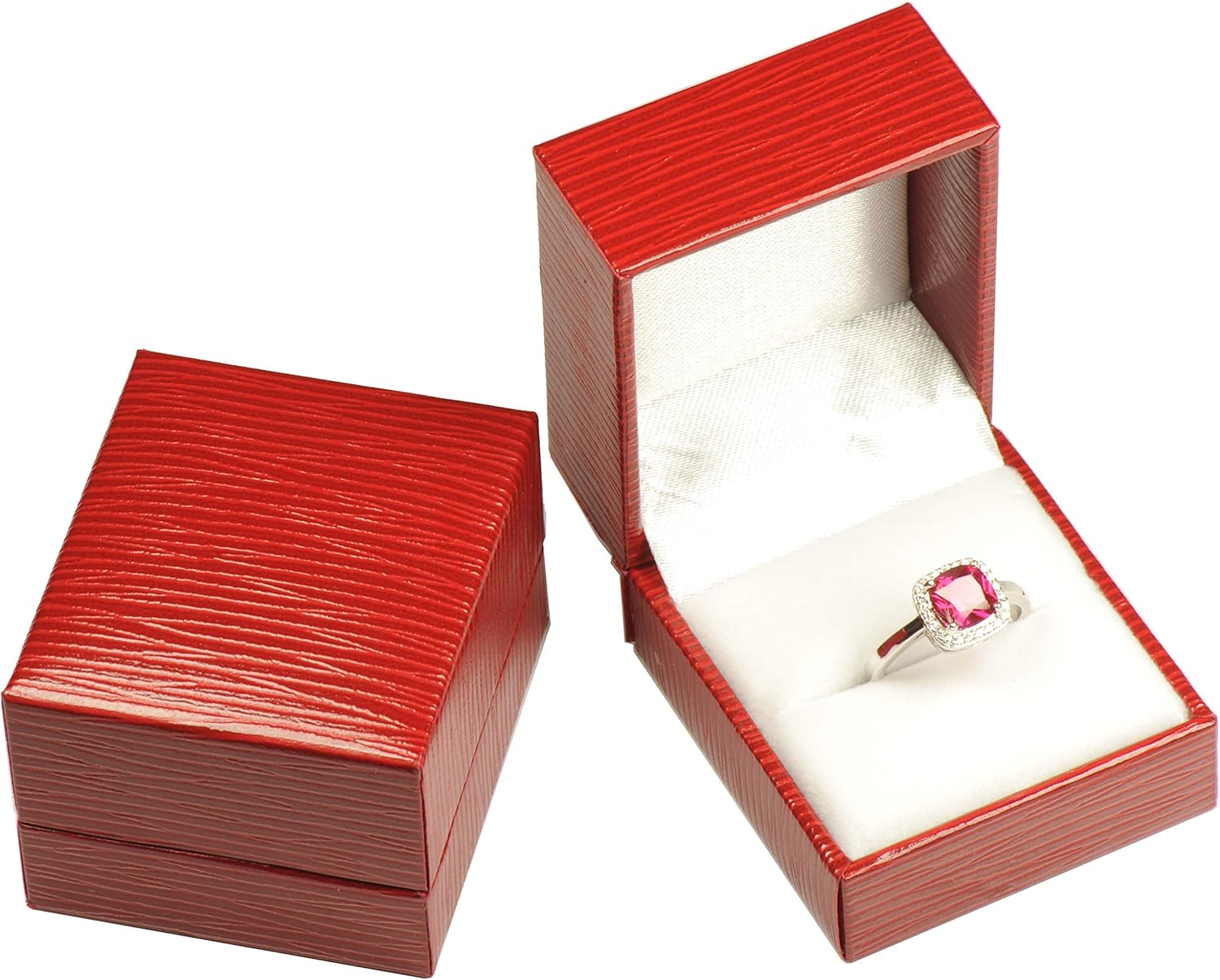 Wholesale Ring Box Luxury Textured Leatherette Exterior and Satin Top