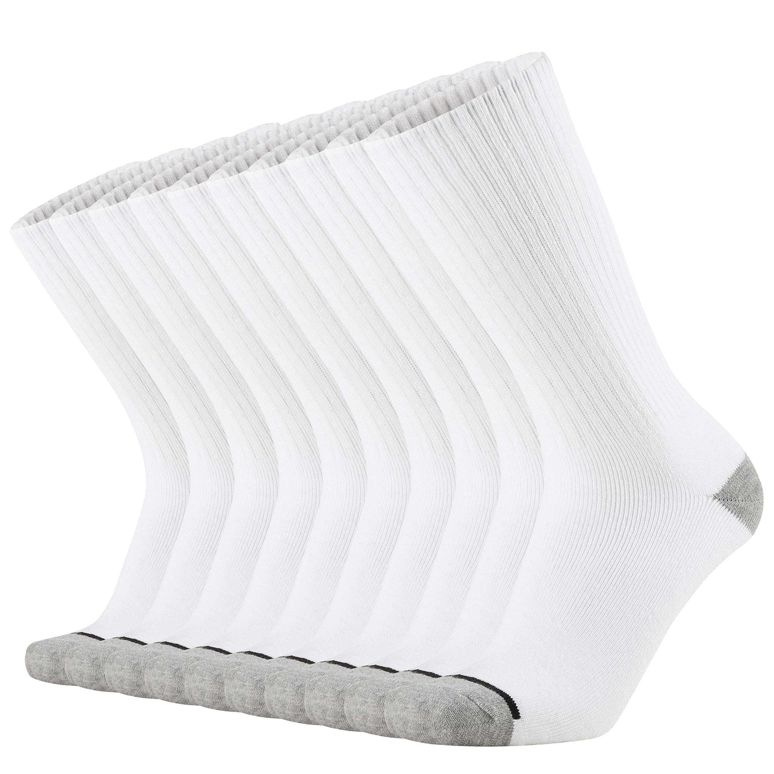 Photo 1 of ONKE Men's Cotton Work Boot Heavy Cushion Crew Socks, L /10-13, White (10 Pack)