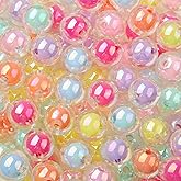 BERMRO 12mm Acrylic Beads ab Transparent Color Bead Assorted Colors Round Bubble Beads for DIY Craft Jewelry Necklace Making (ab-Color)