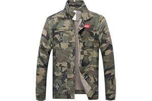 LZLER Men's Denim Jackets Distressed Destroyed Classic Vintage Slim Fit Ripped 2024 Fashion Trendy Trucker Jean Jackets, Camo