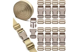 MELORDY 1 inch Buckles Straps Set with 10 Yards Nylon Webbing Strap,10 pcs Quick Side Release Plastic Buckle, 20 pcs Tri-glide Slide Clip for Luggage Strap, Backpack