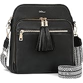 HILAEX Women's Leather Crossbody Bags Anti Theft Purses RFID Blocking Handbags Trendy Travel Adjustable Strap Tassel
