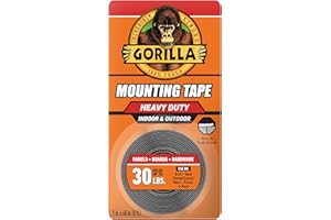 Gorilla Heavy Duty Double Sided Mounting Tape, Hanging, Instant 30lb Strong Hold, Permanent Bond, Weatherproof, 1 in x 60 in,