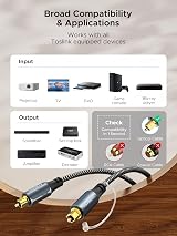 WARRKY Optical Cable 6FT Nylon Braided Toslink for Soundbar TV Samsung LG Xbox view 5