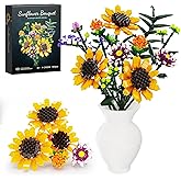 iATOM Sunflowers Bouquet Building Set, Artificial Flowers Botanical Collection for Adults Women - Gift for Valentine's Day for Her/Mom/Girlfriend/Wife/Couple - Home Office Table Centerpiece Decor