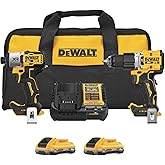 DEWALT 20V Impact Driver and Hammer Drill Cordless Power Tool Combo Kit, Includes 2 x 4ah POWERPACK ™ Batteries and a Charger