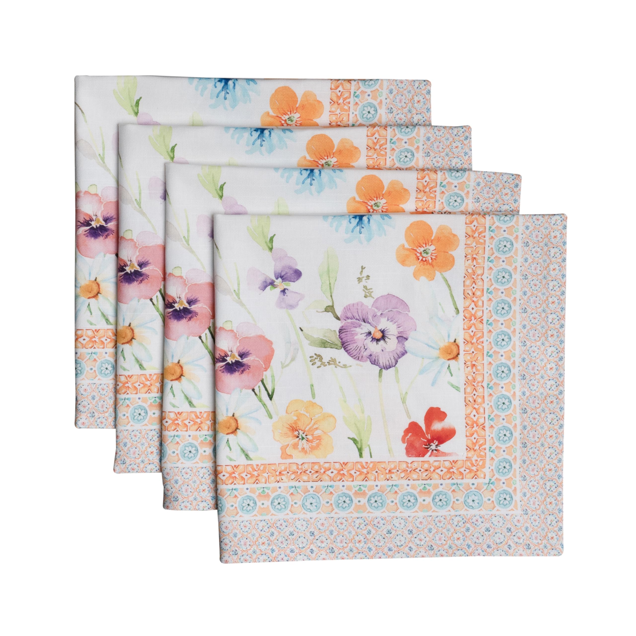 Maison d' Hermine Cloth Napkins Set of 4 100% Cotton Everyday Reusable Square Napkins Cloth Washable, Dinner, Party, Wedding, Restaurant, Spring/Summer (Summer Whisper, 20" x 20") Image