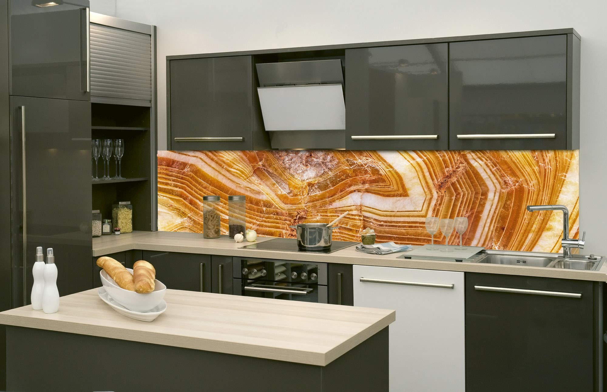 DIMEX LINE Peel and Stick Kitchen Backsplash Sticker Agate | Waterproof Decorative Wall Foil for Kitchen | Made in EU - 260.00 × 60.00 cm