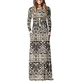 MISFAY Women's Long Sleeve Loose Plain Maxi Dresses Casual Long Dresses Pocket