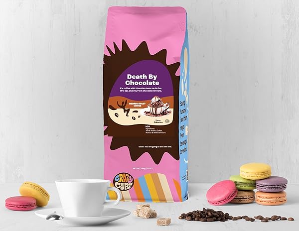 CRAZY CUPS CHOCOLATE LOVERS GROUND COFFEE VARIETY PACK, 3 FLAVORS: DEATH BY CHOCOLATE, PEPPERMINT MOCHA, RASPBERRY – 10 OZ BAGS, PACK OF 3
