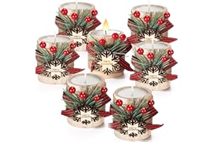 Uiifan 36 Sets Christmas Wood Tealight Candle Holder and Tea Lights Candles Set Decorative for Table Centerpiece Xmas Tealight Candles Bulk Candleholders Decor Gift (Snowflake,Wood Color)