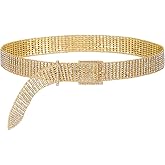 Ayliss Women Rhinestone Belt Bling Crystal Shiny Waist Dress Belt Silver Fashion Glitter Chains Dress Wedding Party Gift