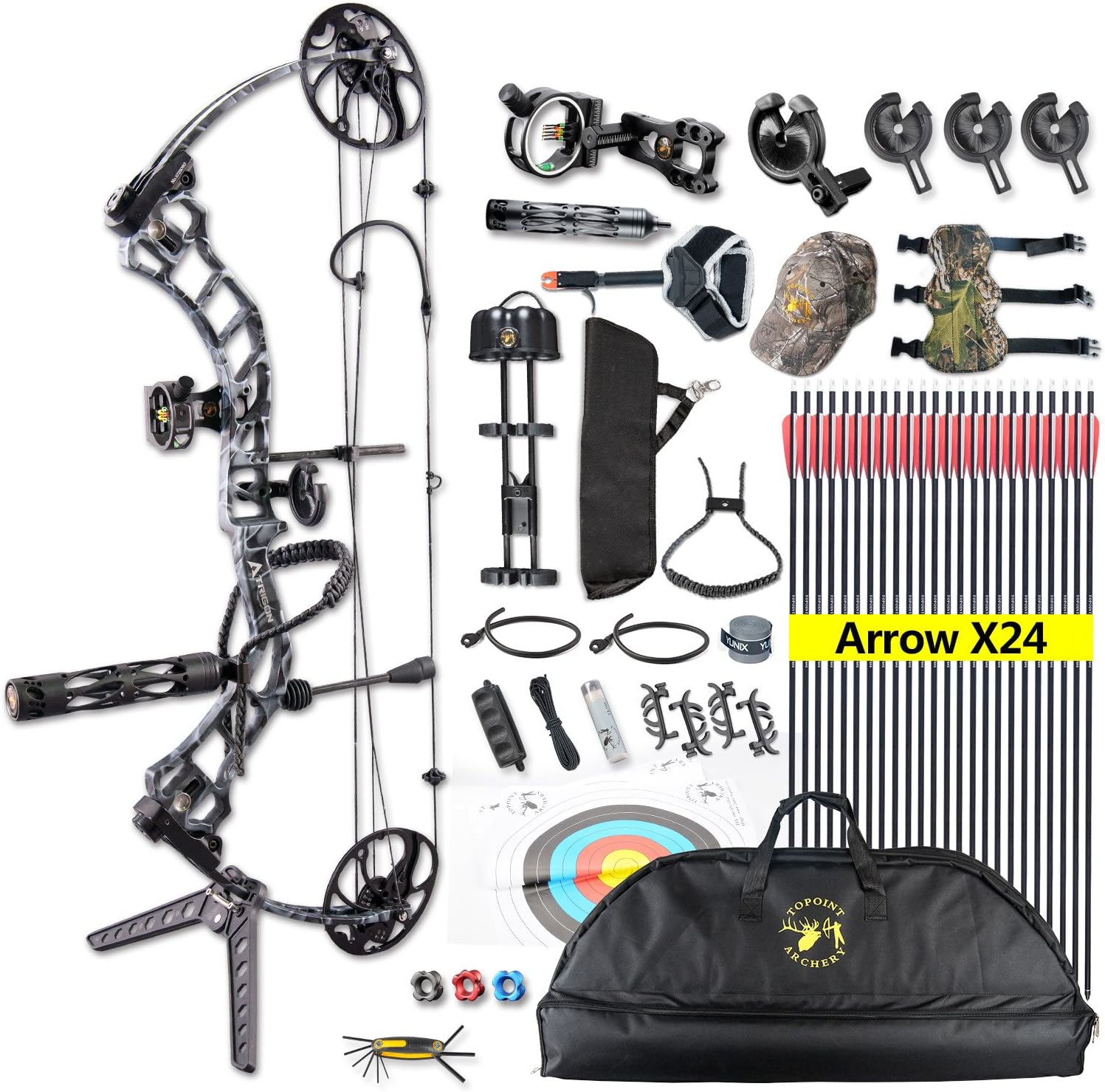 ANTSIR Trigon Compound Bow Kit for Adult,19-70Lbs 19"-30" Archery Hunting Equipment 320fps,CNC Milling Bow Right Hand