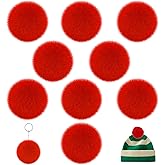 9Pcs Red Faux Fur Pom Pom Balls,3.15 Inch Soft Faux Rabbit Fur Pompoms with Elastic Loop,Round Fluffy Pompoms for DIY Keychain Hat Shoes Garment Hair Pins Earrings Wedding Accessories