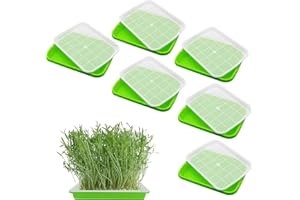 QHC KOCK 6-Pack Seed Sprouter Tray BPA Free PP Soil-Free Big Capacity Healthy Wheatgrass Grower Sprouting Container Kit Wheatgrass Cat Grass Seedling Planting Storaging Trays for Garden Home Office