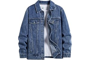 ESDVQ Men's Denim Jacket Vintage-Inspired Jean Jacket with Multiple Pockets - Cotton Blend, Machine Washable