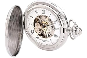 CHARLES-HUBERT PARIS Charles-Hubert, Paris 3917 Premium Collection Stainless Steel Mechanical Pocket Watch