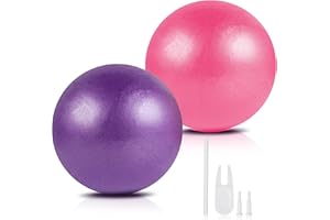 Guirnd Pilates Ball 2P, 9 Inch Workout Ball for Women Men Kid Toddler, Small Exercise Ball with Pump for Physical Therapy, Stability, Stretching, Barre, Yoga, Core(Pink & Purple)
