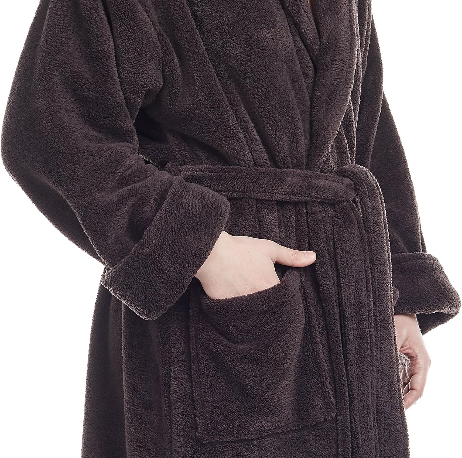 Arus Men's Shawl Collar Full Length Tall Long Fleece Robe, Turkish Bathrobe: Clothing
