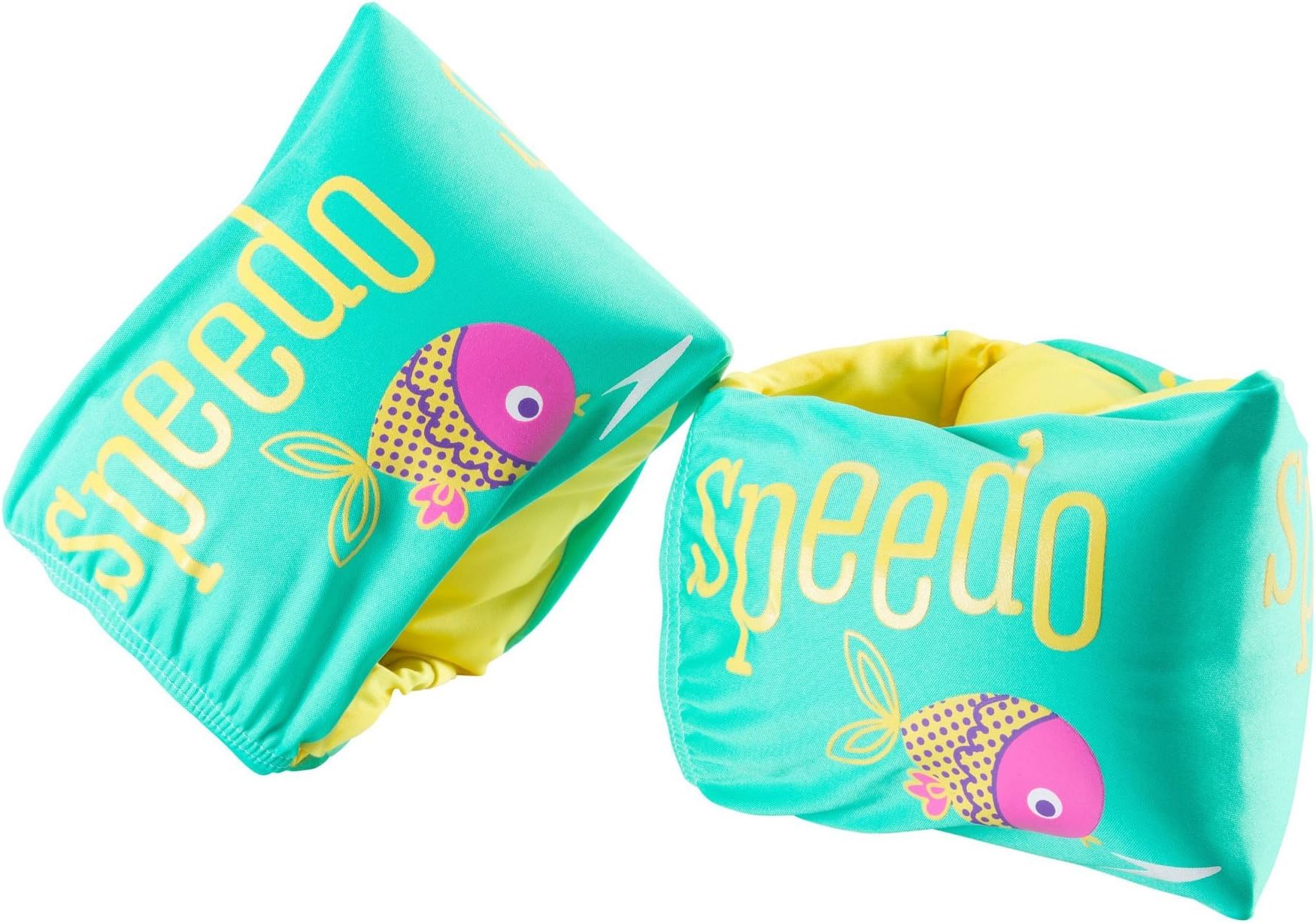 Begin to Swim, Soft Fabric Armbands with Multiple Air Chambers for Kids Ages 2-12 years old, Green and Yellow
