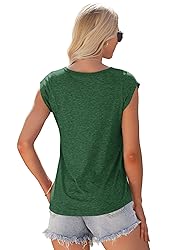 AUSELILY Womens Cap Sleeve T-Shirt Casual Loose Fit