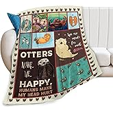 Sea Otter Blanket Otters Throw Blanket Comfy Plush Flannel Fleece Warm Soft Fluffy Fuzzy Stuff Blanket Gifts for Animals Lover Women Teens for Bed Sofa Couch 40"X50"