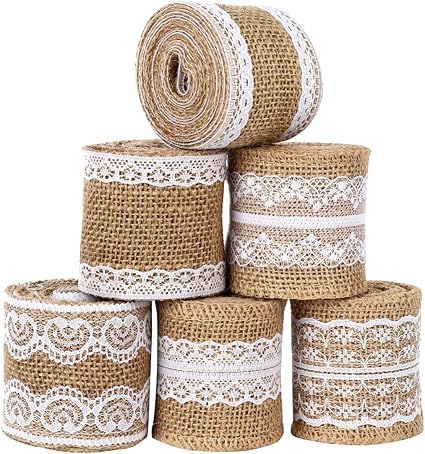 Amazon Com 13 Yards Burlap Ribbon Diy Party Decor 6 Rolls Burlap