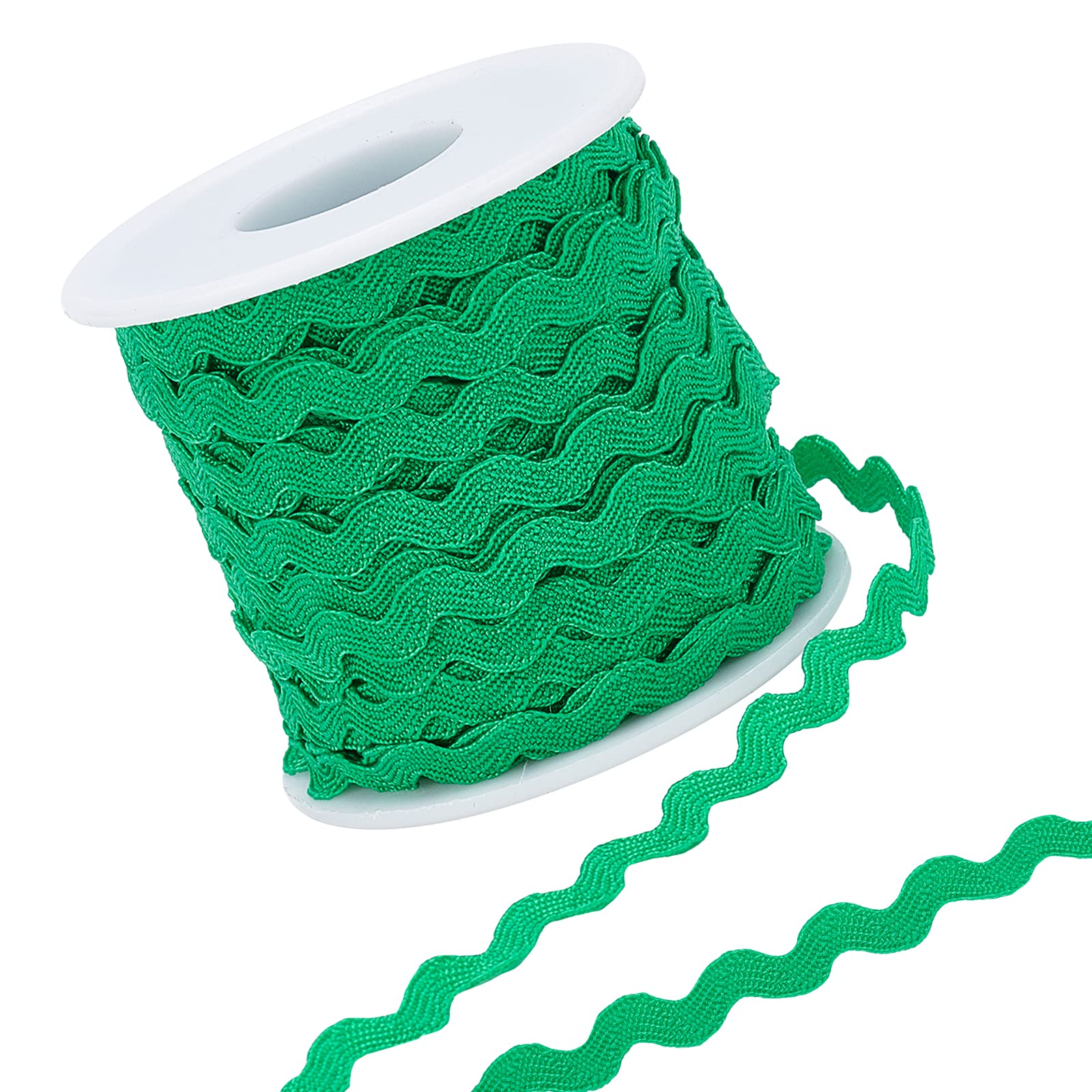 GORGECRAFT 27yard/25m Rick Rack Trim Ribbon Wave Sewing Bending Fringe Trim 5mm/0.2 inch for Sewing Flower Making Wedding Party Lace Ribbon Craft (Green)
