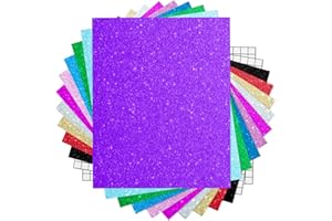 SHARE&CARE Glitter Vinyl Permanent Adhesive Sheets (12"x10", 12 Packs),10pcs Shimmer Assorted Colors & 2 Transfer Tapes, Craft (Shimmer12)