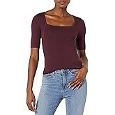 Amazon Essentials Women's Slim-Fit Half Sleeve Square Neck T-Shirt