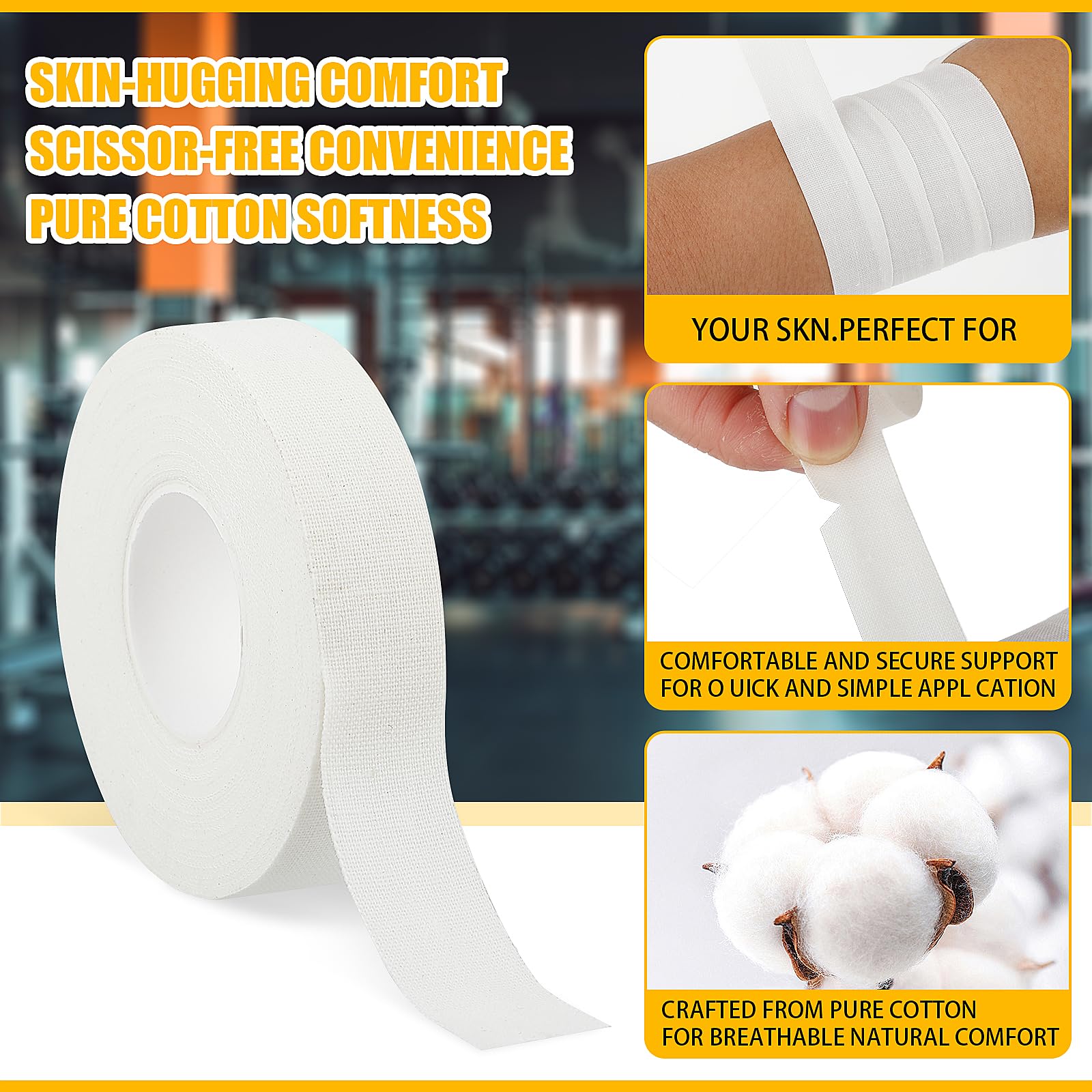 Finger Tape, White Extra Strong 0.6-Inch x 32-feet Athletic Tape for Fingers Feet Sweat Volleyball Finger Tape for Outdoor Sports Climbing Football (2)