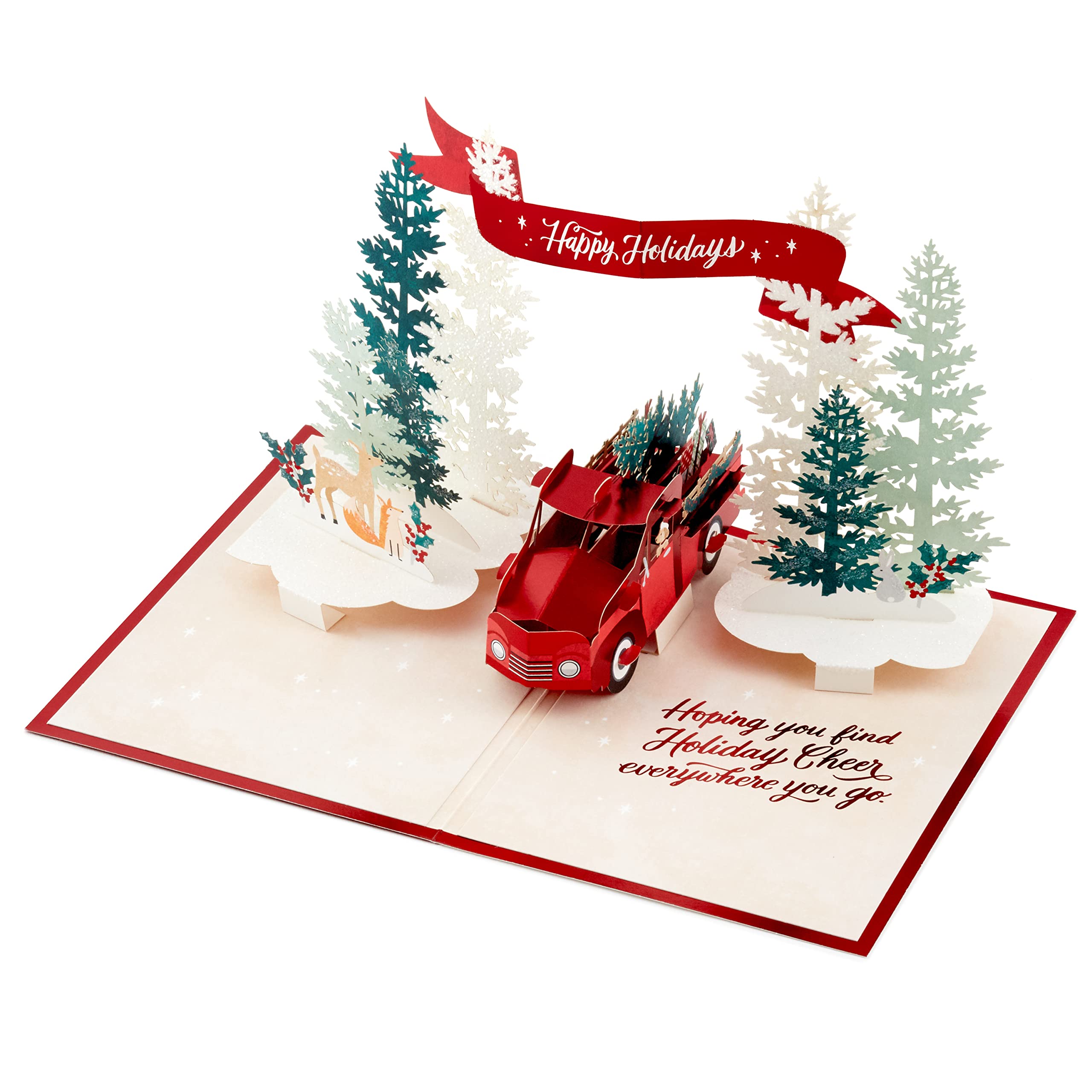 Hallmark Paper Wonder Christmas Card - Pop-Up Signature Red Truck Design, 25575517, Multicoloured