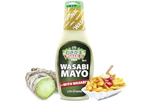 Wasabi Mayonnaise Vegan by Wasabi-O - Spicy Japanese Mayo - Smooth & Zesty - Organic & Fat Free Mayo - Perfect for Sushi, Burgers, Dipping - 1 x Squeeze Mayo 6 Oz
