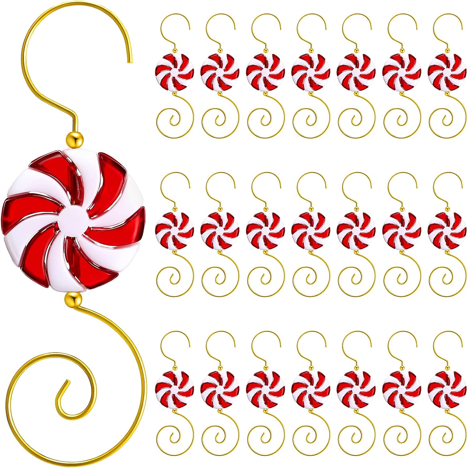 Ornament Hooks - Hotop 20 Pieces Christmas Ornament Hooks Candy Ornament Hooks Candy Bead Wire Ornament Hooks Christmas Ornament Hangers Christmas Tree Decorating Hangers for Christmas Tree Decoration